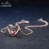 Garnet Bracelet 925 Silver Rose Vermeil Sweet Heart