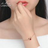 Garnet Bracelet 925 Silver Rose Vermeil Sweet Heart