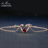 Garnet Bracelet 925 Silver Rose Vermeil Sweet Heart