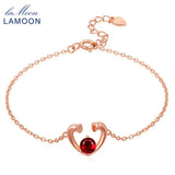 Garnet Bracelet 925 Silver Rose Vermeil Sweet Heart