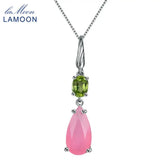 Rose Quartz Water Drop Pendant 925 Silver Necklace