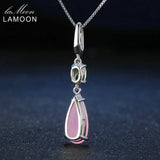 Rose Quartz Water Drop Pendant 925 Silver Necklace
