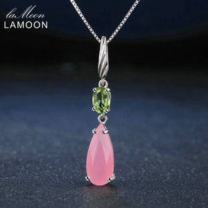 Rose Quartz Water Drop Pendant 925 Silver Necklace