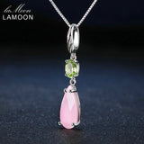 Rose Quartz Water Drop Pendant 925 Silver Necklace