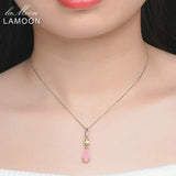 Rose Quartz Water Drop Pendant 925 Silver Necklace