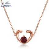 Red Garnet Sweet Heart Gemstone Pendant 925 Silver Necklace