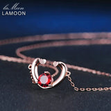 Red Garnet Sweet Heart Gemstone Pendant 925 Silver Necklace