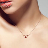 Red Garnet Sweet Heart Gemstone Pendant 925 Silver Necklace