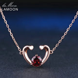 Red Garnet Sweet Heart Gemstone Pendant 925 Silver Necklace