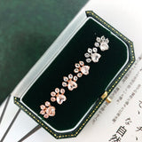 Rose Quartz Cat Paw Stud Earrings 925 Sterling Silver Plated Fine Jewelry