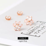 Rose Quartz Cat Paw Stud Earrings 925 Sterling Silver Plated Fine Jewelry