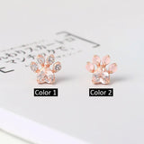 Rose Quartz Cat Paw Stud Earrings 925 Sterling Silver Plated Fine Jewelry