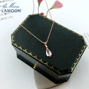 Rose Quartz Necklace 925 Sterling Silver Gemstone Pendant Sakura Cherry Blossoms