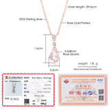 Rose Quartz Necklace 925 Sterling Silver Gemstone Pendant Sakura Cherry Blossoms