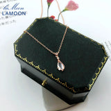 Rose Quartz Necklace 925 Sterling Silver Gemstone Pendant Sakura Cherry Blossoms