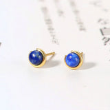 Moonstone Stud Earring 925 Silver 14K Plated Fine Jewelry