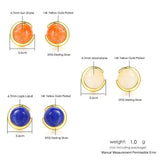 Moonstone Stud Earring 925 Silver 14K Plated Fine Jewelry