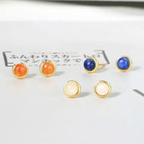 Moonstone Stud Earring 925 Silver 14K Plated Fine Jewelry