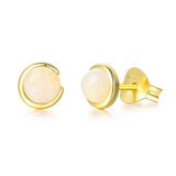 Moonstone Stud Earring 925 Silver 14K Plated Fine Jewelry