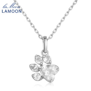 Clear Quartz Bear's Paw Necklace 925 Sterling Silver