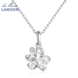 Clear Quartz Bear's Paw Necklace 925 Sterling Silver