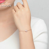 Natural Heart Pink Rose Quartz 925 Silver Bracelet