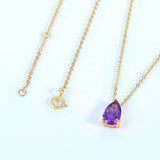 Amethyst Water Drop Pendant Necklace 925 Sterling Silver Plated