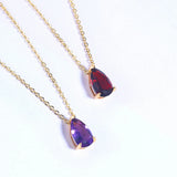 Amethyst Water Drop Pendant Necklace 925 Sterling Silver Plated