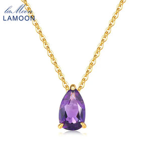 Amethyst Water Drop Pendant Necklace 925 Sterling Silver Plated