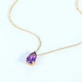 Amethyst Water Drop Pendant Necklace 925 Sterling Silver Plated