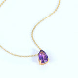 Amethyst Water Drop Pendant Necklace 925 Sterling Silver Plated