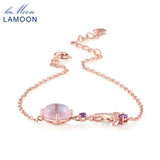 Natural Pink Rose Quartz 925 Silver Bracelet for Women