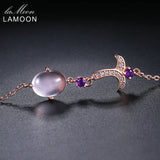 Natural Pink Rose Quartz 925 Silver Bracelet for Women