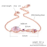 Natural Pink Rose Quartz 925 Silver Bracelet for Women