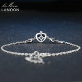 LAMOON S925 Charm Bracelets for Women Heart Crow Princess Bangles