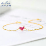 S925 Silver Bracelet With Sweet Heart Synthetic Corundum 14K Plated