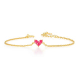 S925 Silver Bracelet With Sweet Heart Synthetic Corundum 14K Plated
