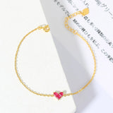 S925 Silver Bracelet With Sweet Heart Synthetic Corundum 14K Plated