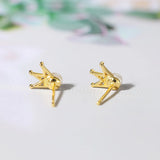 S925 Silver Freshwater Pearl Crown Stud Earring 14K Plated