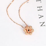S925 Silver Necklace Little Flower Pendant Amethyst 18k Rose Plated