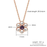 S925 Silver Necklace Little Flower Pendant Amethyst 18k Rose Plated