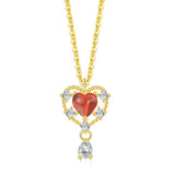 S925 Silver Necklace Rose Quartz Heart Pendant AAA+ CZ 14K Plated