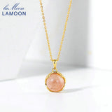 Sunstone Pendant 925 Silver Necklace 14K Plated