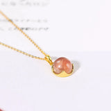 Sunstone Pendant 925 Silver Necklace 14K Plated