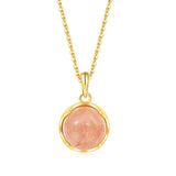 Sunstone Pendant 925 Silver Necklace 14K Plated