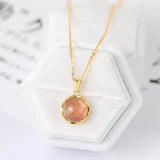 Sunstone Pendant 925 Silver Necklace 14K Plated
