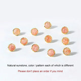 S925 Silver Stud Earring Natural Sunstone 14K Plated Fine Jewelry