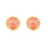 S925 Silver Stud Earring Natural Sunstone 14K Plated Fine Jewelry