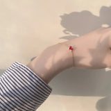 S925 Silver Sweety Heart Bracelet Syn Corundum 14K Plated Jewelry LMHI073