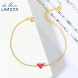 S925 Silver Sweety Heart Bracelet Syn Corundum 14K Plated Jewelry LMHI073